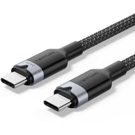 Cable USB 2.0 Tipo-C 5A Vention TRIBF/ USB Tipo-C Macho - USB Tipo-C Macho/ Hasta 240W/ 480Mbps/ 1m/ Negro_0