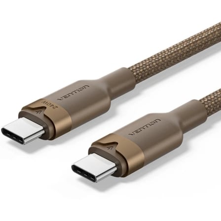 Cable USB 2.0 Tipo-C 5A Vention TRIJH/ USB Tipo-C Macho - USB Tipo-C Macho/ Hasta 240W/ 480Mbps/ 2m/ Dorado_0