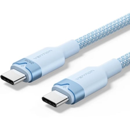 Cable USB 2.0 Tipo-C 5A Vention TRISF/ USB Tipo-C Macho - USB Tipo-C Macho/ Hasta 240W/ 480Mbps/ 1m/ Azul_0