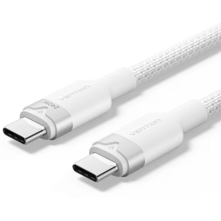 Cable USB Tipo-C 2.0 5A Vention TRIWH/ USB Tipo-C Macho - USB Tipo-C Macho/ Hasta 240W/ 480Mbps/ 2m/ Blanco_0