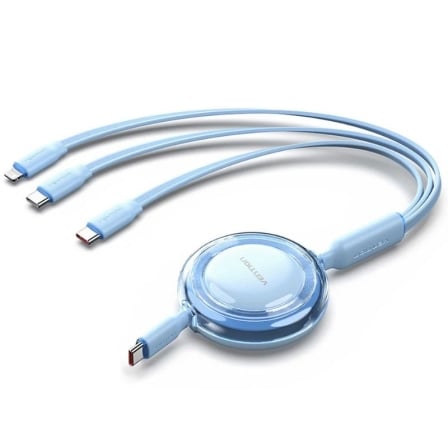 Cable USB Tipo-C 2.0 5A Vention TRJSBE/ USB Tipo-C Macho - 3x USB Tipo-C Macho/ Hasta 100W/ 480Mbps/ 1.1m/ Azul_0