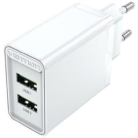 Cargador de Pared Vention FBAW0-EU/ 2xUSB/ 18W/ Blanco_0