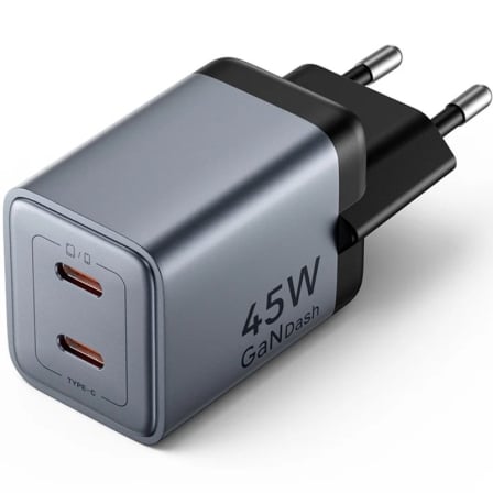 Cargador de Pared GaN Vention FCDH0-EU/ 2xUSB Tipo-C/ 45W_0