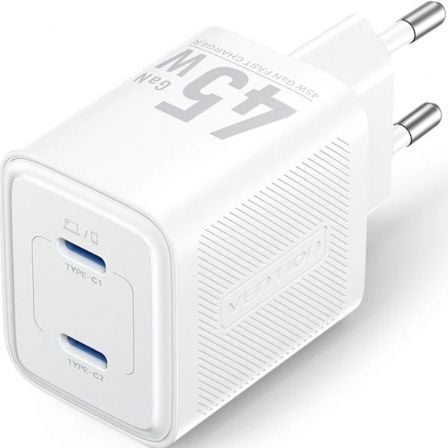 Cargador de Pared GaN Vention FEFW0-EU/ 2xUSB Tipo-C/ 45W_0