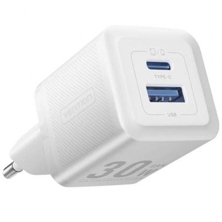 Cargador Gan de Pared Vention FEQW0-EU/ 1xUSB Tipo-C/ 1xUSB/ 30W_0