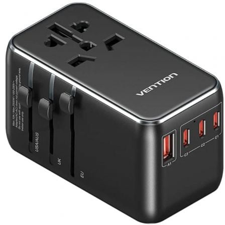 Cargador de Pared Universal Vention FJGB0/ Toma de Corriente Universal/ 3xUSB Tipo-C/ 1xUSB/ 120W_0
