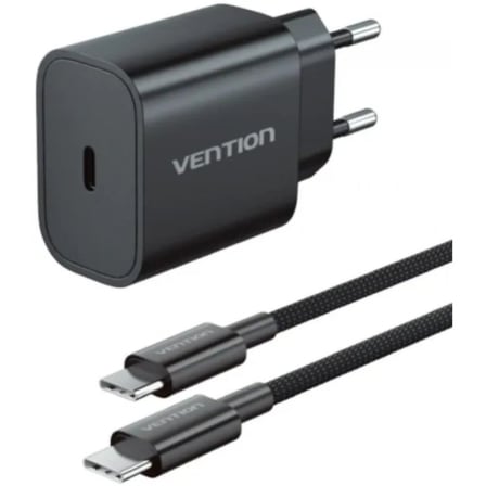 Cargador de Pared Vention G17B0-EU/ 1xUSB Tipo-C + Cable Lightning/ 20W_0
