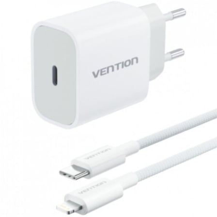 Cargador de Pared Vention G17W0-EU/ 1xUSB Tipo-C + Cable Lightning/ 20W_0