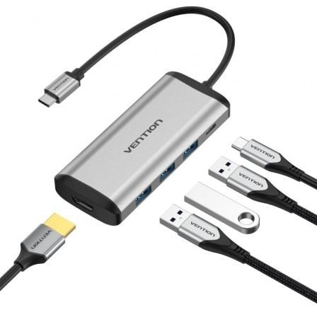 Docking USB Tipo-C Vention CNBHB/ 1xHDMI/ 3xUSB/ 1xUSB Tipo-C PD/ Gris_0