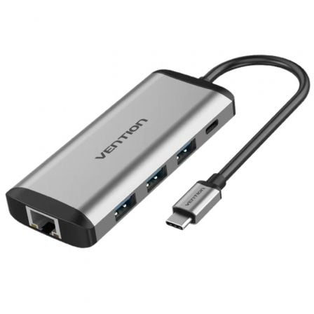 Docking USB Tipo-C Vention THAHB/ 1xHDMI/ 3xUSB/ 1xUSB Tipo-C PD/ 1xRJ45/ 1xLector tarjetas/ 1xAudio/ Gris_0