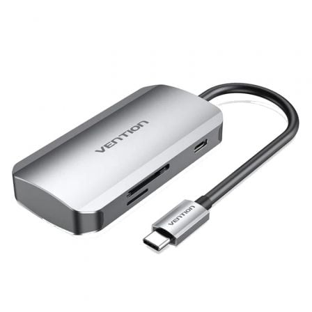 Docking USB Tipo-C Vention TNHHB/ 3xUSB/ 1xUSB Tipo-C PD/ 1xLector Tarjetas SD y MicroSD/ Gris_0