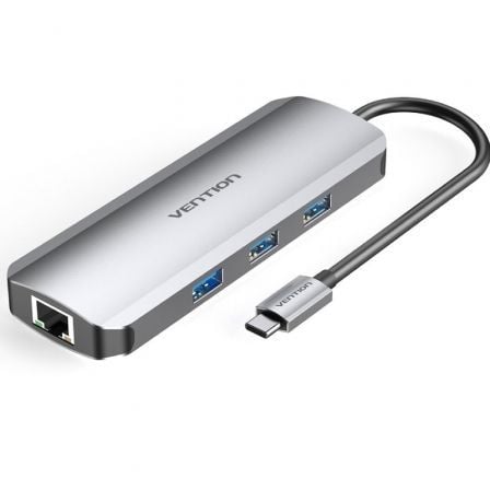 Docking USB Tipo-C Vention TOKHB/ 1xHDMI/ 3xUSB/ 1xUSB Tipo-C PD/ 1xRJ45/ 1xLector Tarjetas SD y MicroSD/ Gris_0