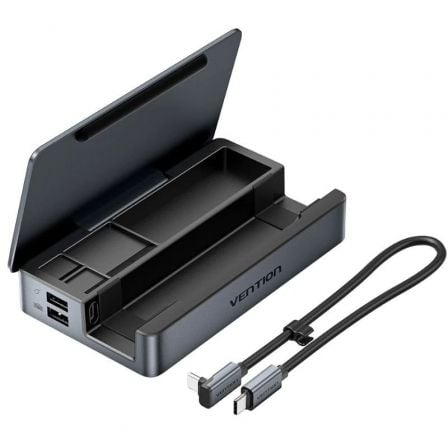 Docking USB Tipo-C para Steam Deck / Switch Vention TPZH0/ 2xHDMI 4K/ 3xUSB/ 1xUSB Tipo-C/ 1xUSB Tipo-C PD/ 1xRJ45/ 1xLector Tarjetas/ Gris_0