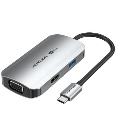 Docking USB Tipo-C Vention TQAHB/ 1xHDMI/ 1xUSB/ 1xVGA/ 1xUSB Tipo-C PD/ Gris_0