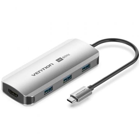Docking USB Tipo-C Vention TQDHB/ 1xHDMI 4K/ 3xUSB/ 1xUSB Tipo-C PD/ Gris_0