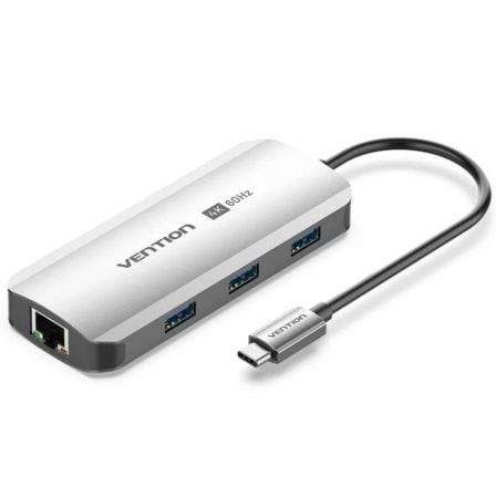 Docking USB Tipo-C Vention TQHHB/ 1xHDMI 4K/ 3xUSB/ 1xUSB Tipo-C PD/ 1xRJ45/ Gris_0