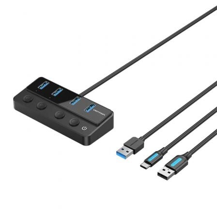 Hub USB 3.0 Vention CHWBF/ 4xUSB/ 1xUSB Tipo-C PD/ Incluye cable Carga USB Macho - USB Tipo-C Macho_0