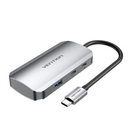 Hub USB Tipo-C Vention / 3xUSB / 1xUSB Tipo-C / 1xUSB Tipo-C PD / Preto / TNDHB