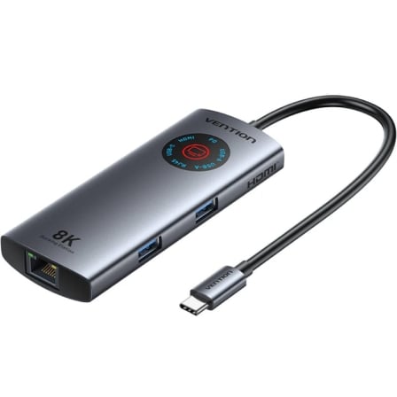 Docking USB Tipo-C Vention TQZHB/ RJ45/ 2xUSB/ 1xUSB Tipo-C/ 1xHDMI/ 1xUSB Tipo-C PD/ Gris_0