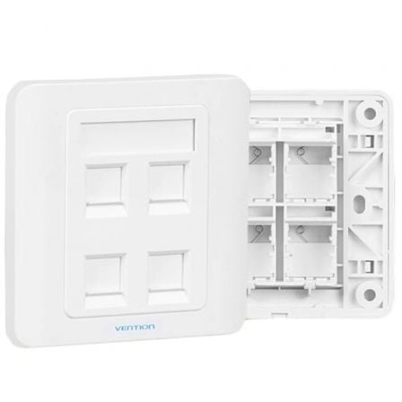 Placa de Parede Vention IFCW0 / 4 Portas RJ45 / Preto