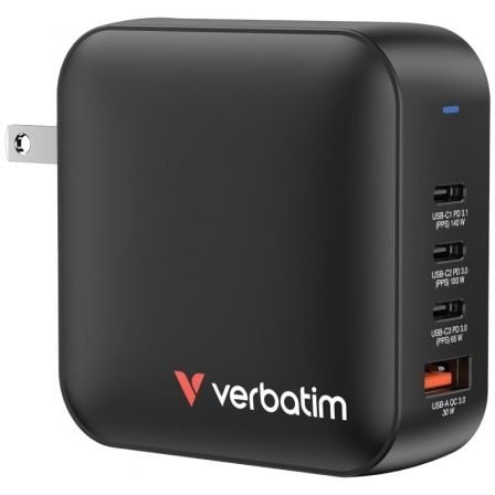 Cargador de Pared Universal Verbatim Mini GaN Wall Charger/ 3xUSB Tipo-C/ 1xUSB/ 165W_0