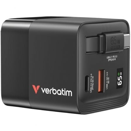 Cargador de Pared Universal Verbatim GaN Charger/ 1xUSB Tipo-C/ 1xUSB/ 1xUSB Tipo-C Macho/ 65W_0