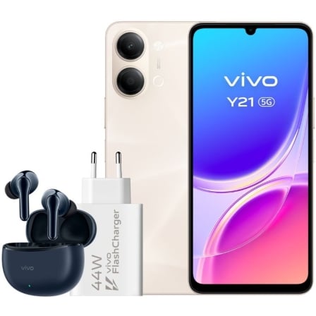 Smartphone Vivo Y21 4GB/ 256GB/ 6.74"/ 5G/ Oro/ Incluye Cargador + Auriculares_0