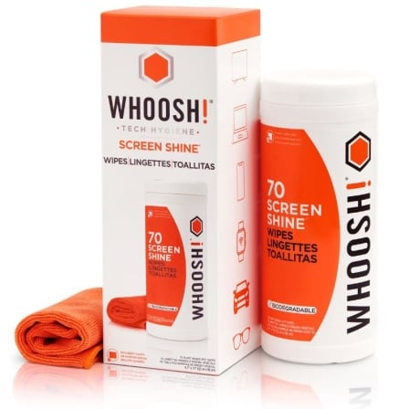Kit Toallitas Whoosh WSH006 para Limpieza de Pantallas/ Pack de 70 unidades + Paño Microfibra_0
