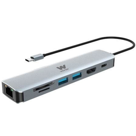 Docking USB Tipo-C Woxter PE26-181/ 1xHDMI/ 2xUSB/ 1xLector de Tarjetas/ 1xRJ45/ 1xMicroUSB/ Gris_0