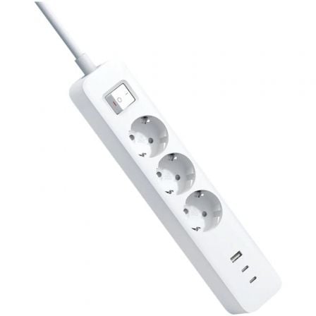 Regleta con Interruptor Xiaomi 20W Power Strip/ 3 Tomas de Corriente/ 1 USB/ 2 USB Tipo-C/ Cable 1.4m/ Blanca_0