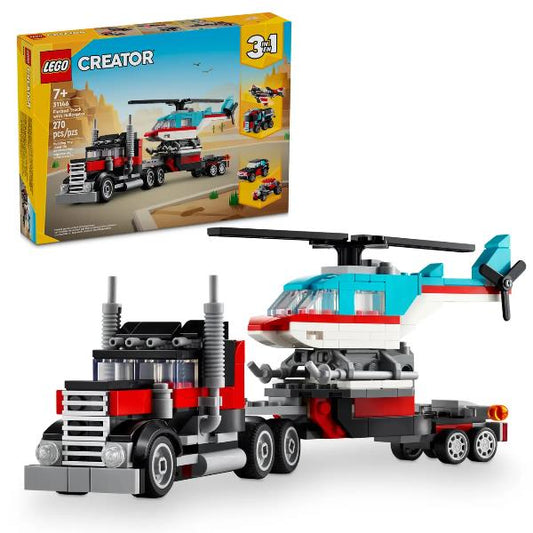31146 Creator 3-in-1 Tieflader mit Hubschrauber, Konstruktionsspielzeug_0