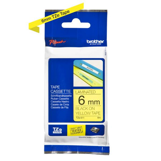 TZE611 NASTRO TIPO TZ 6MM NERO/GIALLO_0