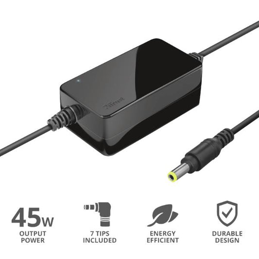 Cargador de Portátil Universal Trust Primo 21904/ 45W/ Automático/ 6 Conectores/ Voltaje 18-20V_0