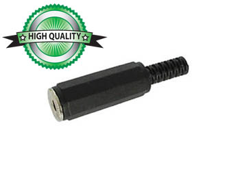 CONECTOR JACK FÊMEA DE 3,5mm - ESTÉREO DE PLÁSTICO PRETO_0