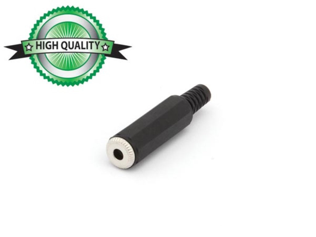 CONECTOR JACK FÊMEA DE 3,5mm - ESTÉREO DE PLÁSTICO PRETO_0
