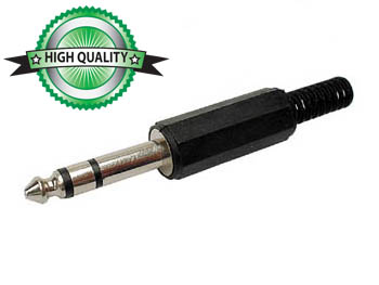 CONECTOR JACK MACHO DE 6,35mm - ESTÉREO PLÁSTICO PRETO_0