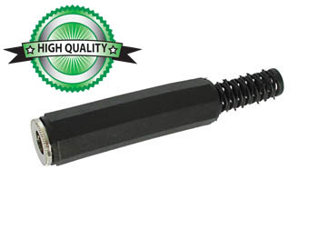 CONECTOR JACK FÊMEA DE NÍQUEL PARA BOTA DE PLÁSTICO 6,35mm - MONO - PRETO_0