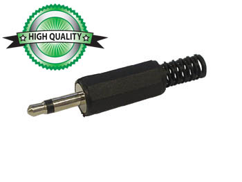 CONECTOR JACK MACHO 3,5mm - PLÁSTICO PRETO MONO_0