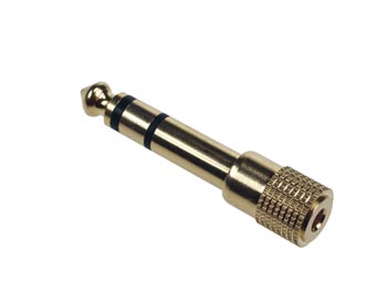 CONECTOR ESTÉREO FÊMEA DE 3,5 mm PARA CONECTOR ESTÉREO MASCULINO DE 6,35 mm - OURO_0