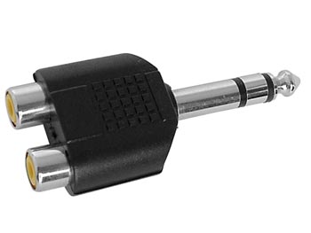 JACK ESTÉREO DUPLO RCA FÊMEA PARA MASCULINO DE 6,35 mm_0