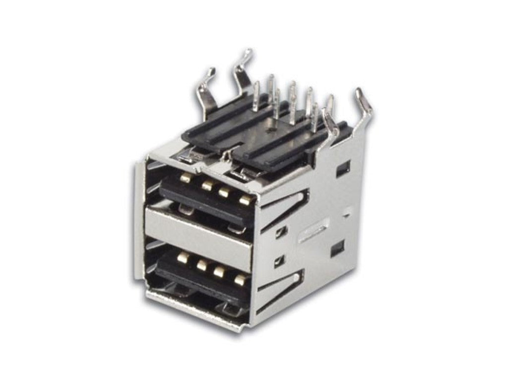USB A FÊMEA, CONECTOR DUPLO 90°, MONTAGEM PCB_0