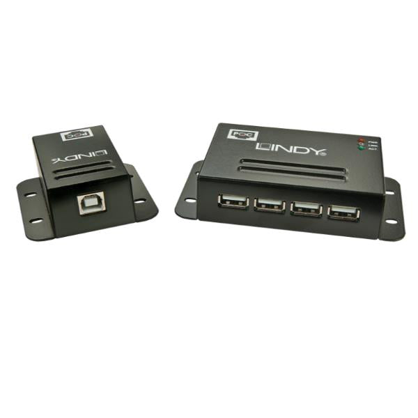 Extensor USB 2.0 LINDY / 50m / 4 Portas / Cat.6 / Preto / 1870436_0