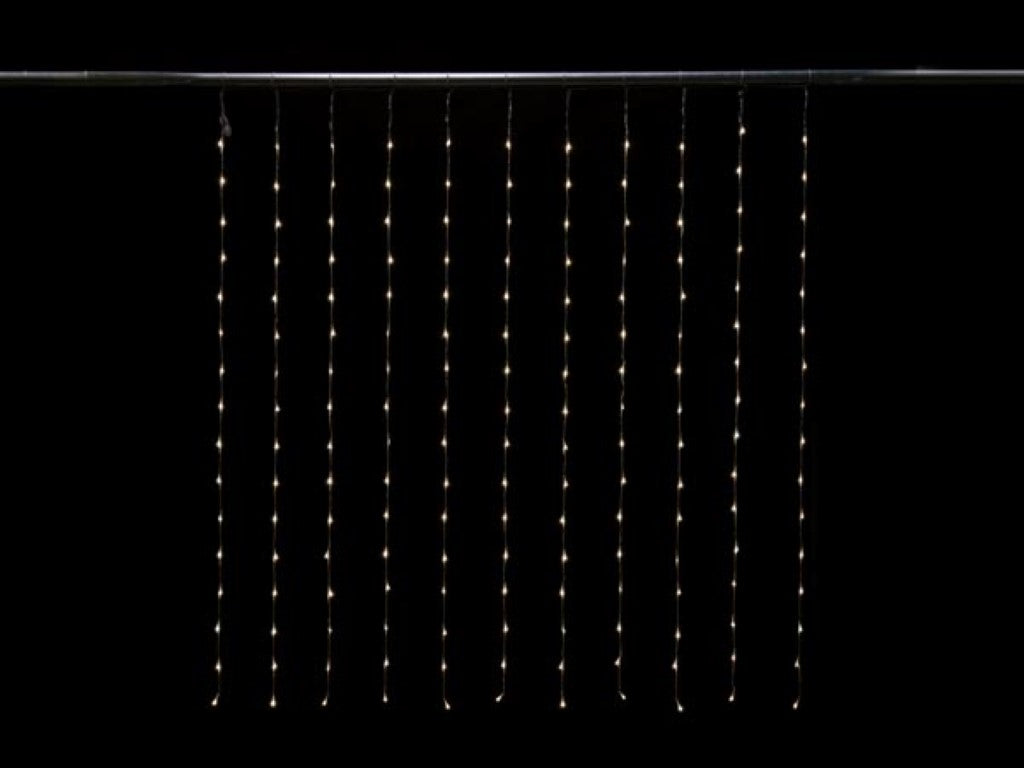 Cascade Light LED - 1,5 x 1,7 m - 176 lâmpadas brancas - fio transparente - modulador - 24 V_0