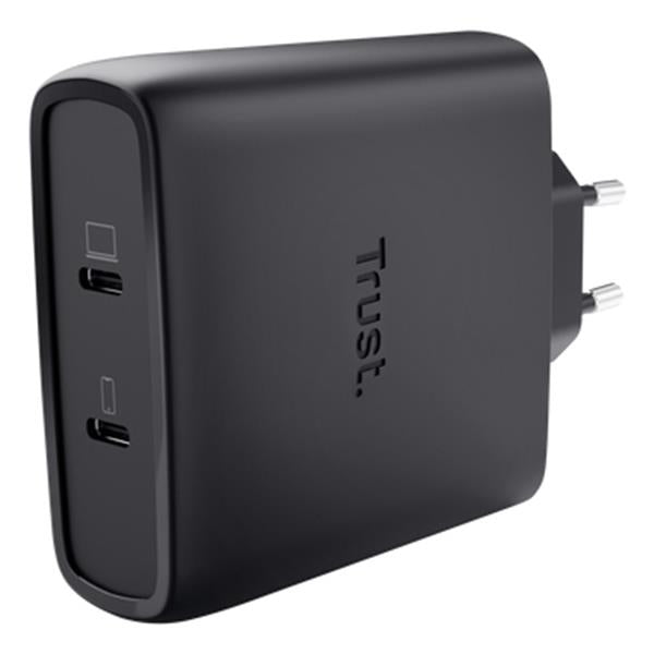 Carregador TRUST MAXO 2 Portas USB-C GAN 100W / Plástico Reciclado 50% / Preto / 25527_0