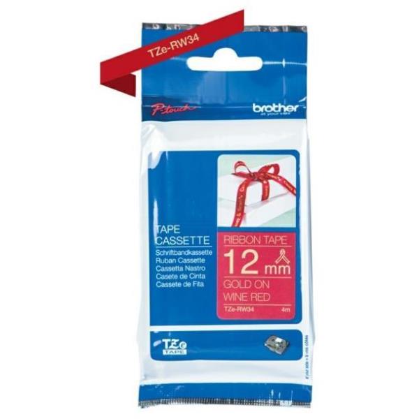 TZERW34 NASTRO IN TESSUTO DA 12 MM ORO SU ROSSO (4M)_1