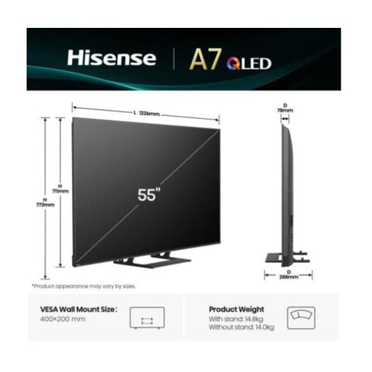 TV HISENSE 55 A79Q QLED 4K UHD SMART VIDAA U9 / Preto_0