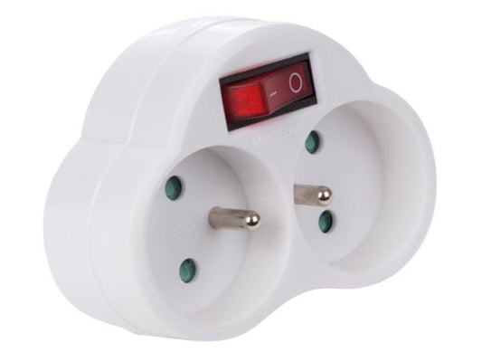 ADAPTADOR COM INTERRUPTOR ON/OFF - 2 TOMADAS - TOMADA FRANCESA_0