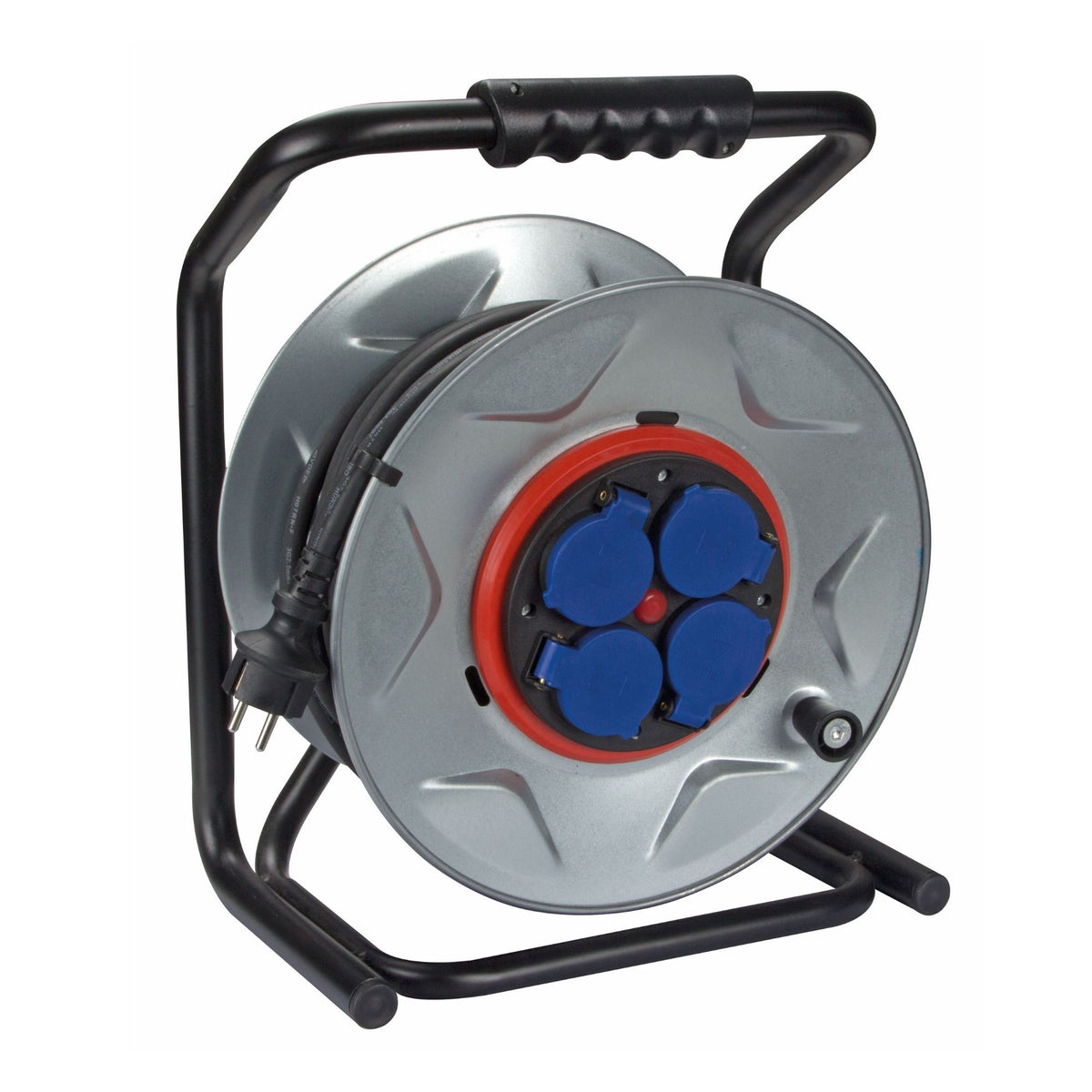 Enrolador de cabo profissional em neoprene com sistema anti-torção - 40 m - 3G2,5 - 4 encaixes - encaixe francês_0