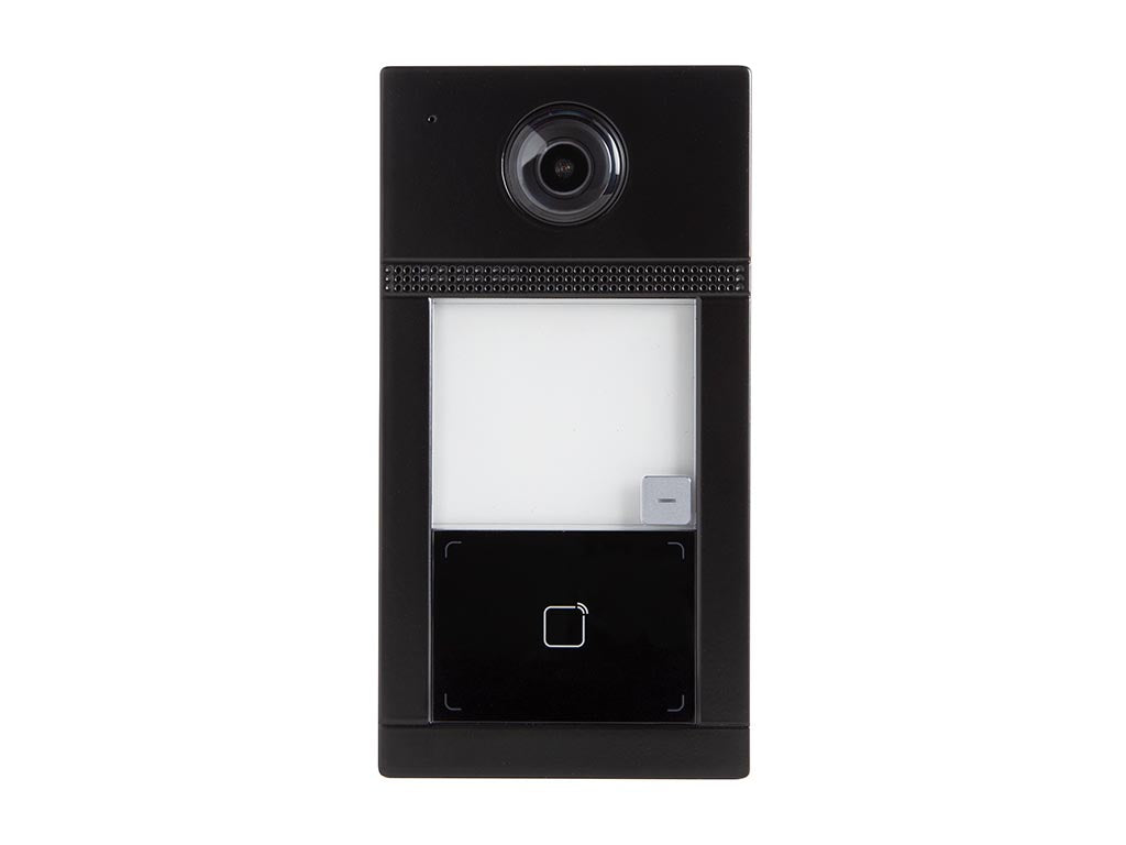 Campainha de vídeo porteiro profissional em metal com 1 botão IP - Preto - Adaptador PoE_0