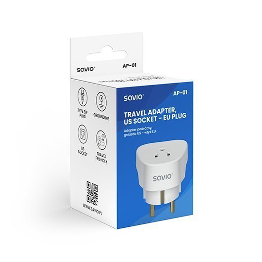 ADAPTADOR ENCHUFE VIAJE USA A ESPAÃ‘A SAVIO AP-01_0